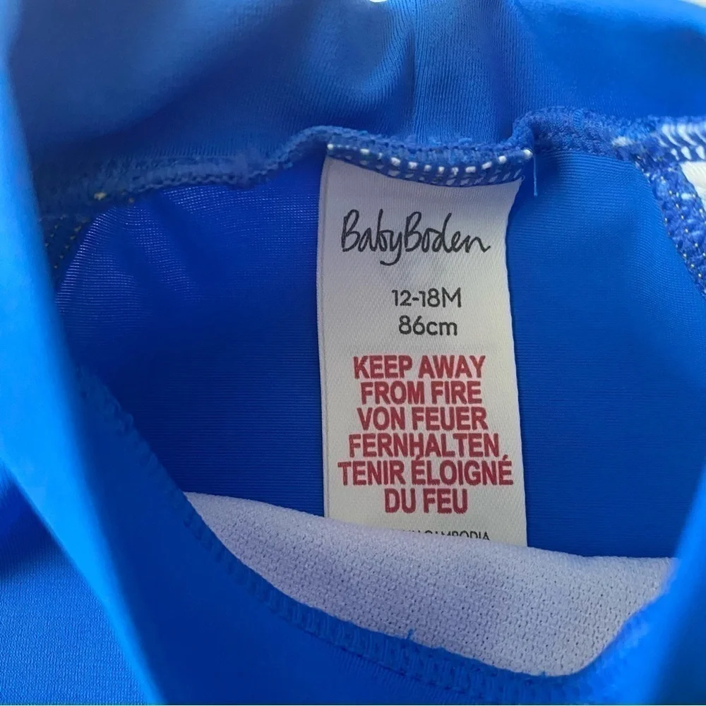 Baby Boden | Boy's Blue White Striped Rashguard Size 12-18 Months